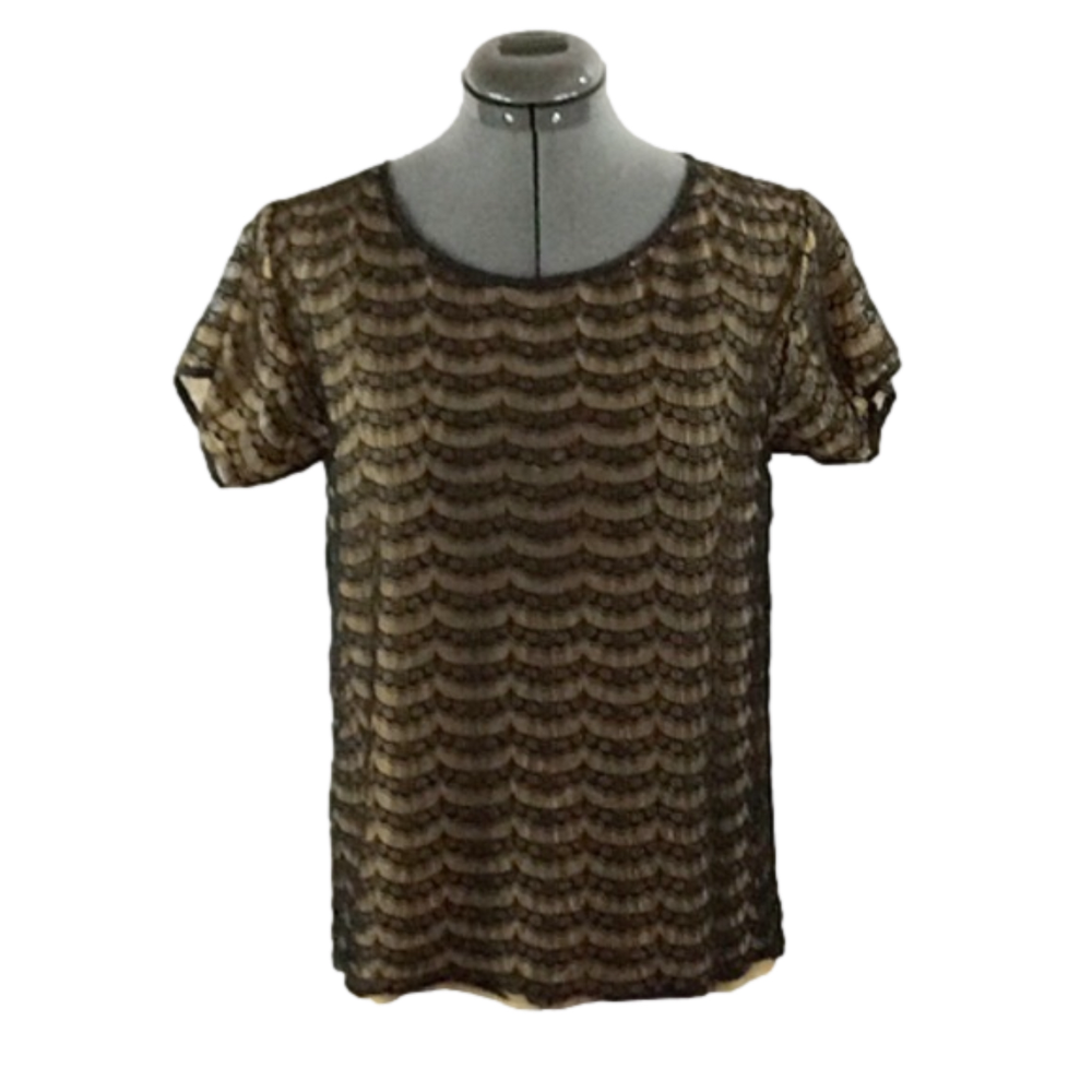 J. CREW Black lace top with flesh colored lining Size XS